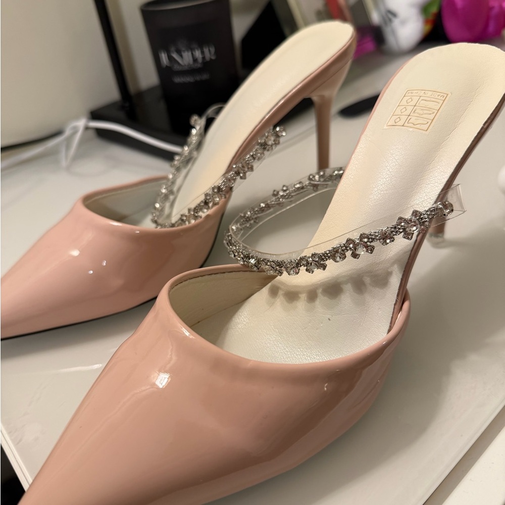 Elegant Pink Heels with Rhinestone Strap
